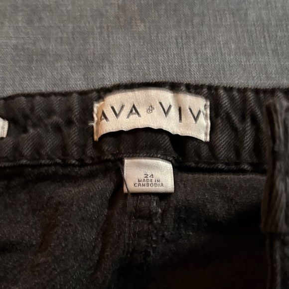 Ava & Viv Women's Charcoal Denim Midi Skirt - Picture 2 of 3